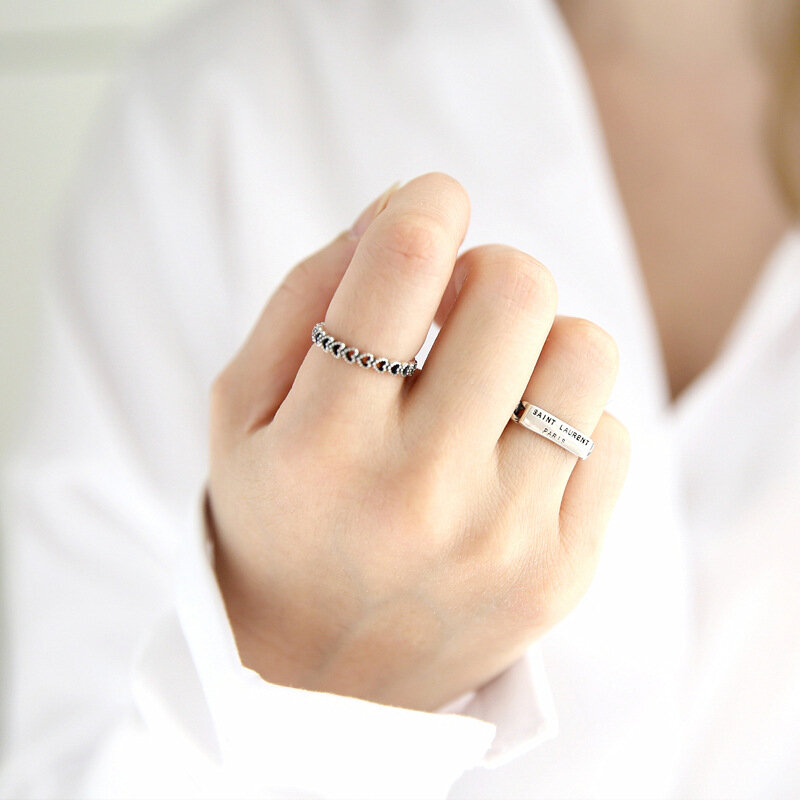 925 srebro otwarte pierścienie dla kobiet styl Vintage Lady zapobieganie alergii sterling-srebrny-biżuteria