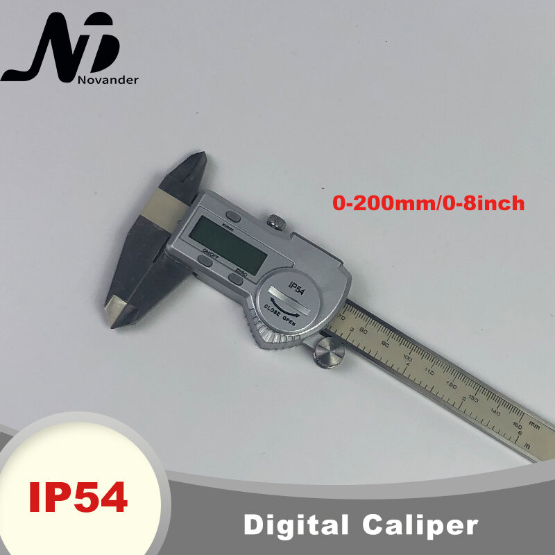 Paquímetro digital eletrônico, tela lcd, metal 0-200mm, aço inoxidável, medição precisa de paquímetro