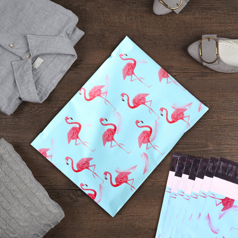 Szybkie koperty pocztowe z polietylenu 260x330mm 10x13 cal moda Pink Flamingo wzór z poli pocztówki samoklejący z tworzywa sztucznego koperta pocztowa torby