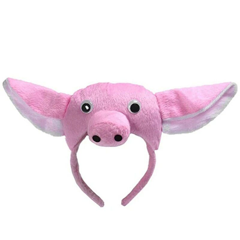 Super miękkie świnia opaska na uszy nos ogon Halloween zwierząt nakrycia głowy element ubioru akcesoria różowy Piggy opaska na głowę zestaw rekwizyty do Cosplay