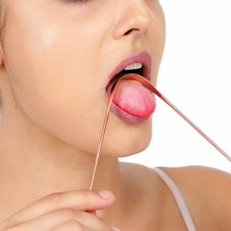 1Pc Health Tool cura dell'alitosi spazzolini da denti igiene orale pulizia dentale in acciaio inossidabile raschietto per lingua in rame detergente