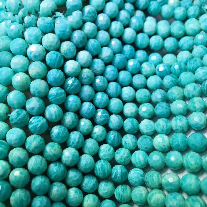 green AMAZONITE  round faceted 7/8mm  for DIY jewelry making 38cm  loose beads  FPPJ wholesale beads nature gemstone
