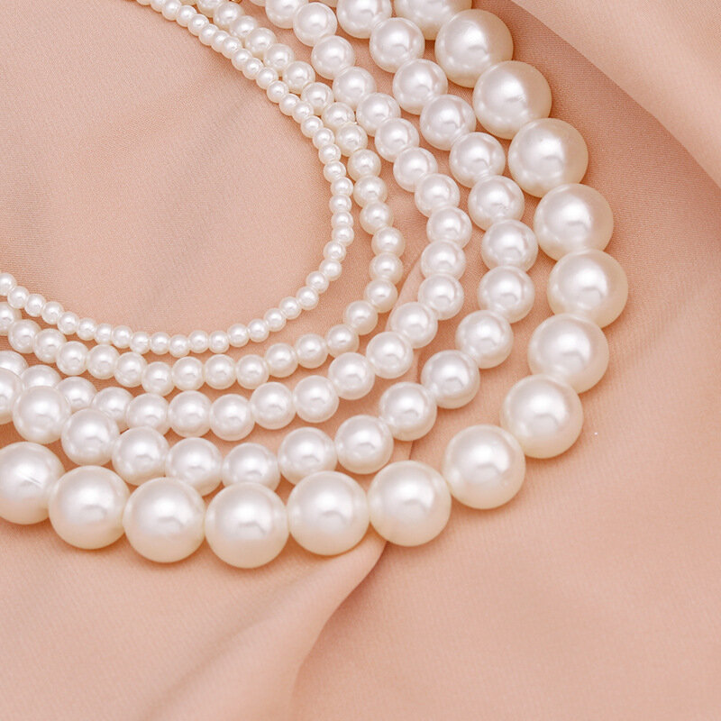 Elegante Großen Weißen Imitation Perle Perlen Choker Schlüsselbein Kette Halskette Für Frauen Hochzeit Schmuck Kragen 2021 Neue