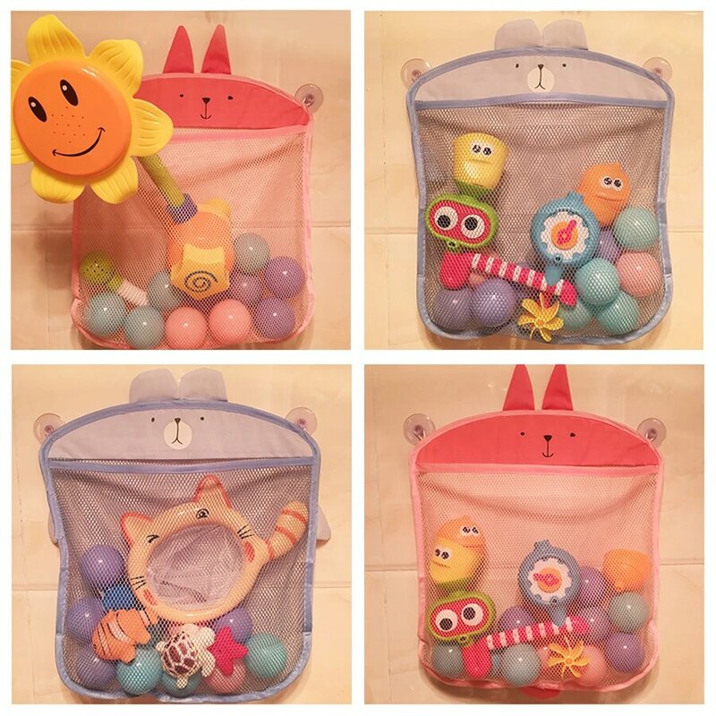 QWZ New Baby bagno Mesh Bag Sucker Design per giocattoli da bagno cestino per bambini cartone animato forme di animali panno sabbia giocattoli borsa per rete