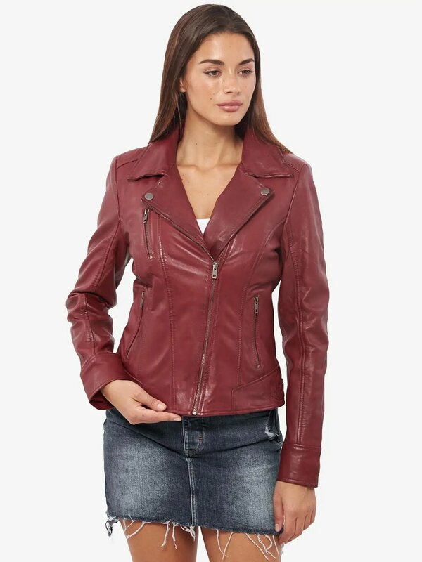 VAINAS-Veste en cuir véritable pour femme, marque européenne, mouton véritable, vestes de moto, vestes de motard, PHEDRA