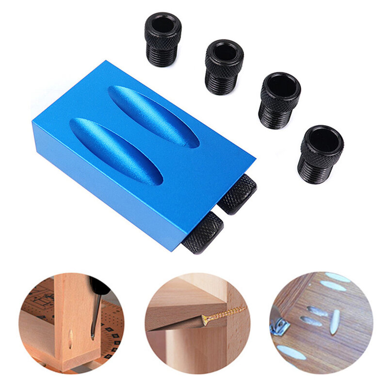 Hole Puncher Locator Jig Drill Bit Set For DIY Carpentry Tools Woodworking Pocket Hole Jig Kit 6/8/10mm Angle Drill Guide Set