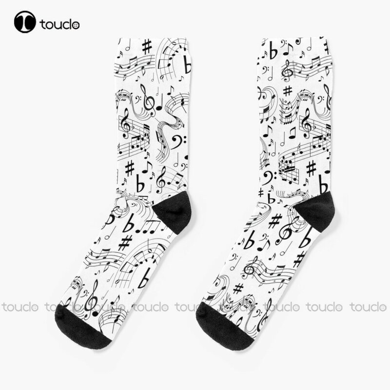 Música notas musicais meias meias para meninos personalizado unisex adulto adolescente juventude meias 360 ° impressão digital moda nova