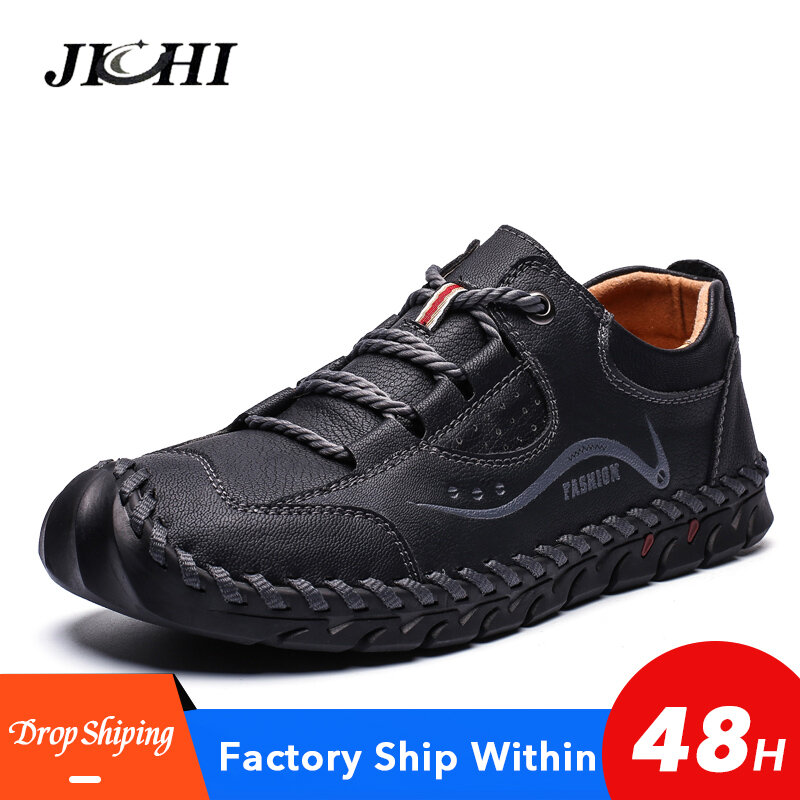Sapatos masculinos de alta qualidade couro confortável verão dos homens sapatos casuais recorte leve mocassins sapatos clássico tamanho grande 38-48