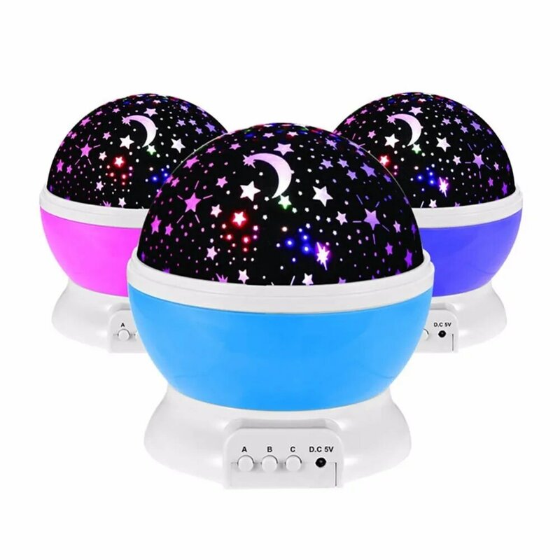 LED lampe de nuit rotative ciel étoilé étoile maître enfants sommeil romantique LED veilleuse USB batterie projecteur lampe chambre cadeaux