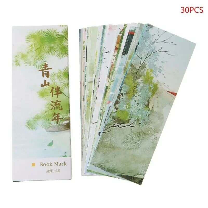 Marque-pages créatifs en papier de style chinois, cartes de peinture rétro dans une belle boîte, cadeau commémoratif, lot de 30 pièces