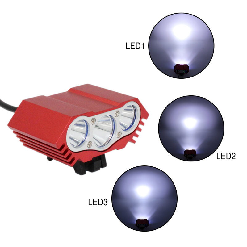 Linterna LED frontal para bicicleta, luz de 3600LM, 3x XML, T6, Ultra Fire, USB, 4 modos