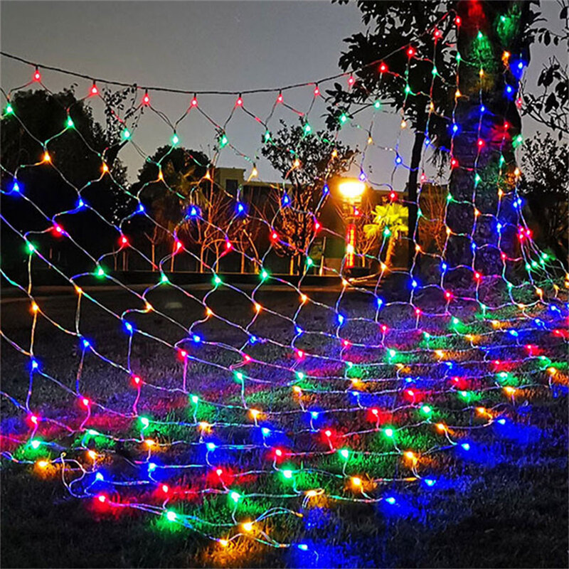 3*2 متر 192LED صافي مصباح عيد الميلاد جارلاند سلسلة أضواء الصيد صافي شبكة الجنية حديقة أضواء حفل زفاف شجرة عيد الميلاد الستار أضواء