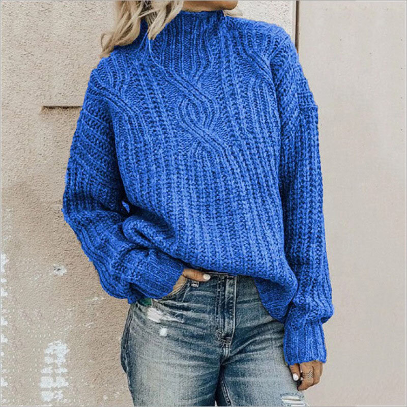 Осенний женский свитер с высоким воротом, 2020, элегантный толстый зимний вязаный пуловер с длинным рукавом, модные однотонные топы, Pull Femme