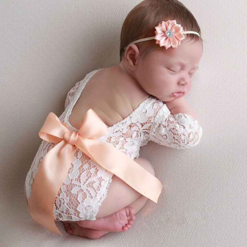 Bayi Rompers Bayi Baru Lahir Fotografi Alat Peraga Bayi Gadis Renda Baju Monyet Bayi Onesie untuk Bayi Baru Lahir Foto Menembak