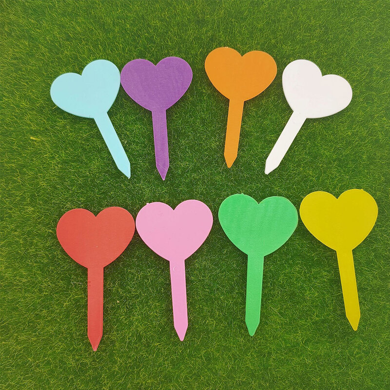 10 Colors Garden Planting Tag 2 Type of Ring Hook Tree Markers Sign Heart Shape Plastic Waterproof Re-Usable Hanging Label Stake