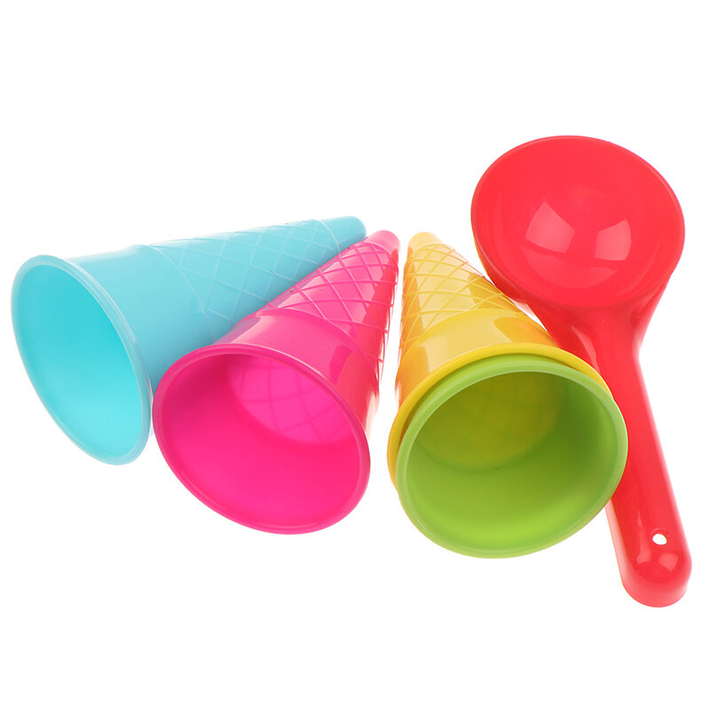 5 Pcs/lot Cute Ice Cream Cone Scoop Sets Beach Toys Sand Toy for Kids Children Educational Montessori Summer Play Set Game Gifts