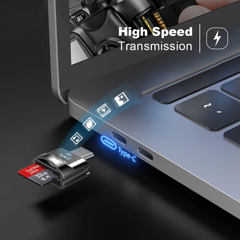 Adaptor TF Tipe C ke micro-sd OTG, pembaca kartu memori pintar USB 2.0 Flash Drive mikro USB ke adaptor micro-sd untuk PC/Mac