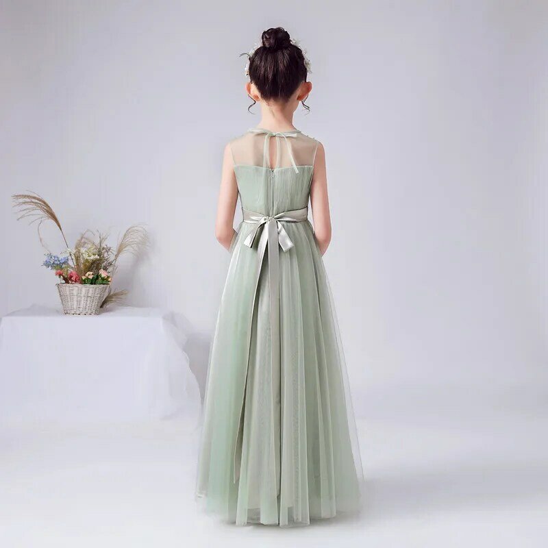 Dideyttawl Tulle  Flower Girl Dresses For Wedding and Party Beading Birthday Princess Formal Pageant Gowns Concert Dress Junior