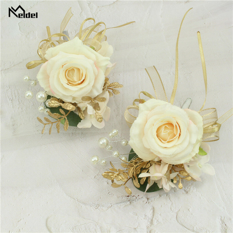 Свадебная бутоньерка, шелковые розы, Корсажная бутоньерка, браслет подружки невесты высокого качества, цветы, украшения для костюма