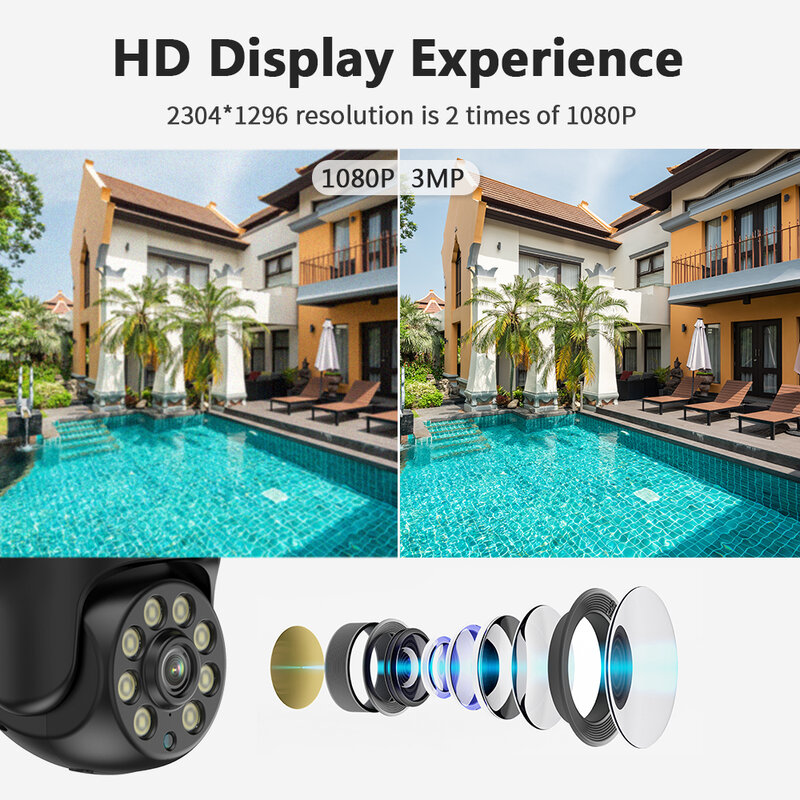 To Tuya Smart Home 3MP PTZ Wifi Camera Outdoor Video Surveillance Cameras With Wifi Security Ip Camera For Home