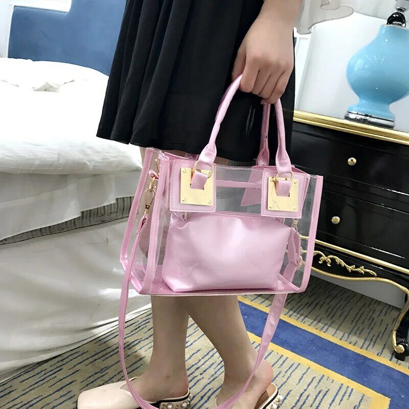 Summer Fashion Ladies Handbag PVC Transparent Bag Clear Shoulder Bag Luxury Small Square Bag High Quality Package Brand Quality