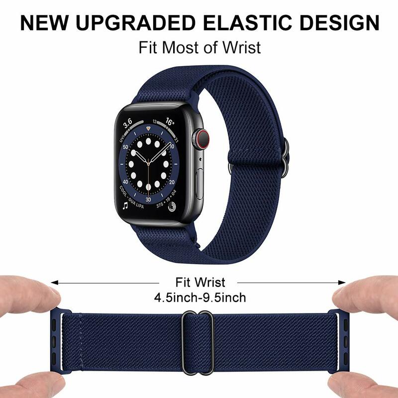 Correa Scrunchie para Apple watch, banda de 45mm, 44mm, 40mm, 41mm, pulsera ajustable de nailon solo Loop para iWatch series Ultra 3 4 5 se 6 7 8