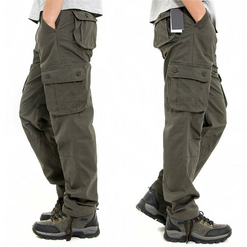 Pantalones Cargo para hombre, pantalón táctico militar informal con múltiples bolsillos, talla grande 44, prendas de vestir, pantalones largos rectos del ejército