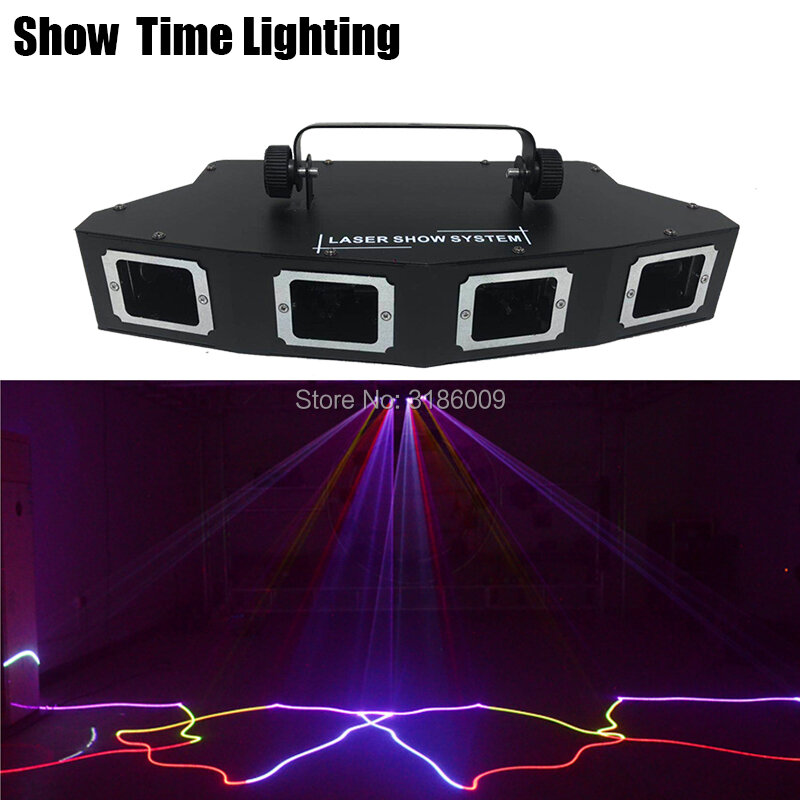 Mostrar tiempo 4 lente Sector DJ láser RGB 3IN1 Color rayo láser línea scanner Disco láser buen uso para fiesta en casa KTV CLub de noche