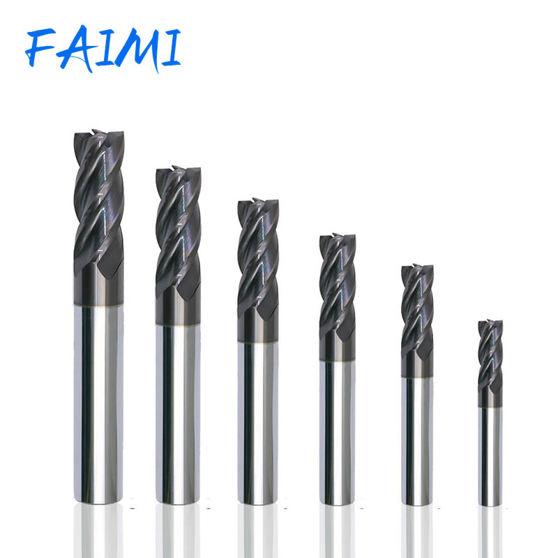Milling Cutter Alloy Coating Tungsten Steel Tool HRC50 Cnc Maching For Metal End Mill Cutter kit tools Roughing Metal 4 Flute