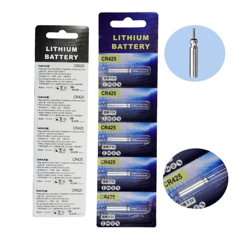 Batería CR425 USB para flotador de pesca electrónico, accesorios de pesca nocturna, aparejos, 5 unidades por lote