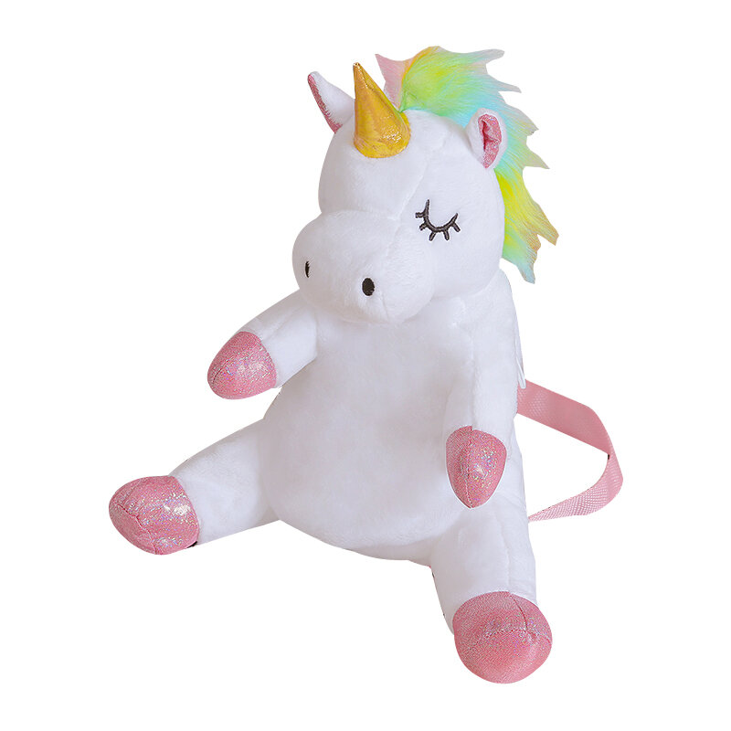 Bolso de hombro de unicornio arcoíris para niños, mochila creativa, juguete de peluche, lindo unicornio de dibujos animados