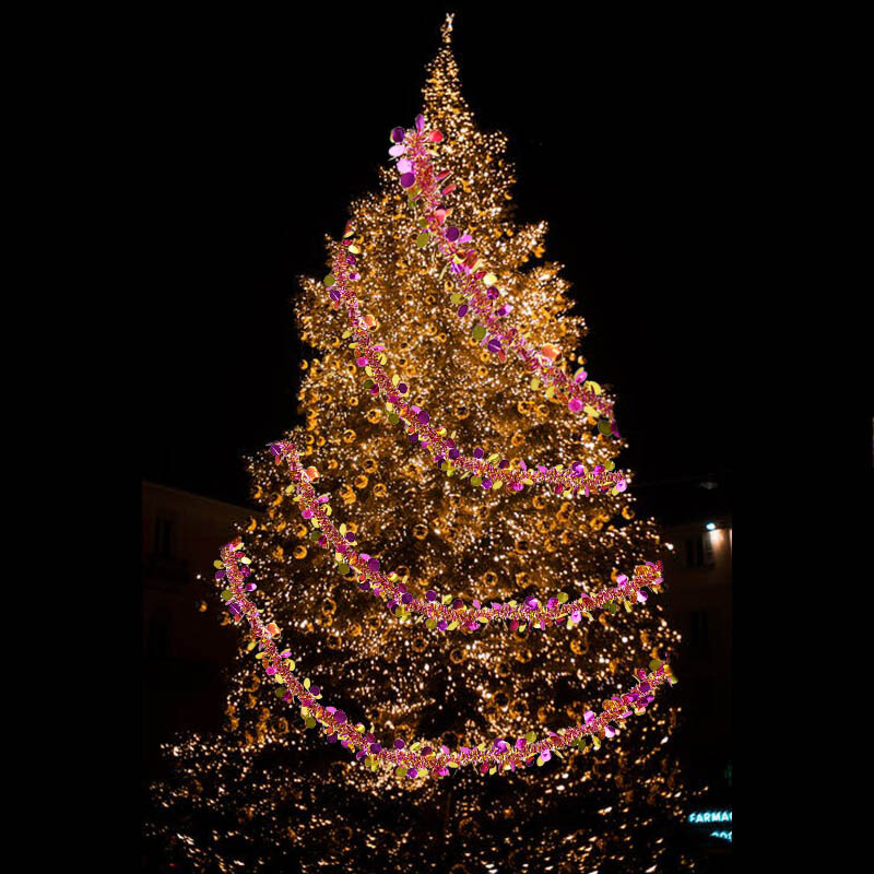 2m 다채로운 호일 등나무 틴셀 스 트리머 크리스마스 갈 랜드 장식 바 탑 트리 리본 크리스마스 장식 Guirlande Noel