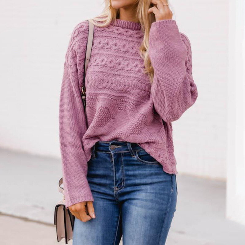 5 Colors O-Neck Ladies Knitted Pullovers Fashion European Style  Leisure Women Knitting Tops Solid Spring Autumn Female Sweaters