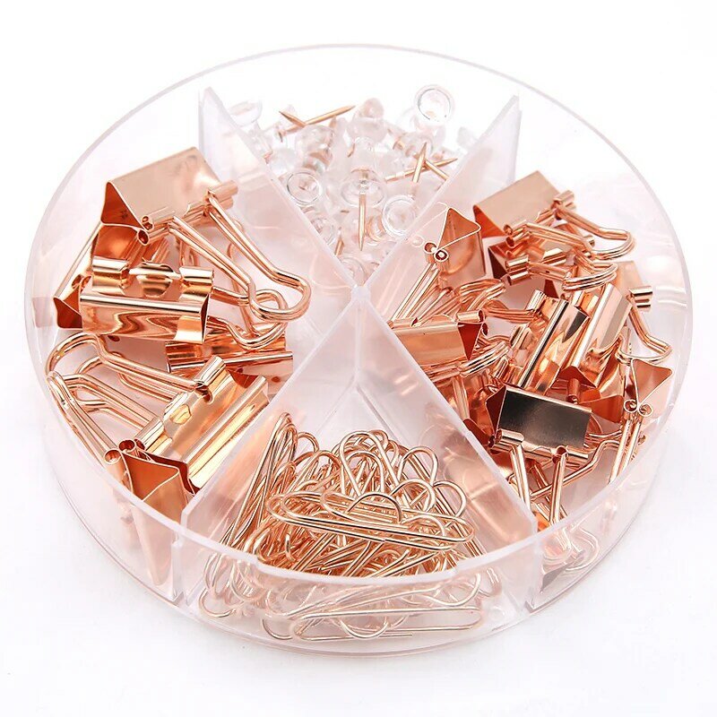 Combination suit long tail clip I-pin paper clip rose gold box office stationery