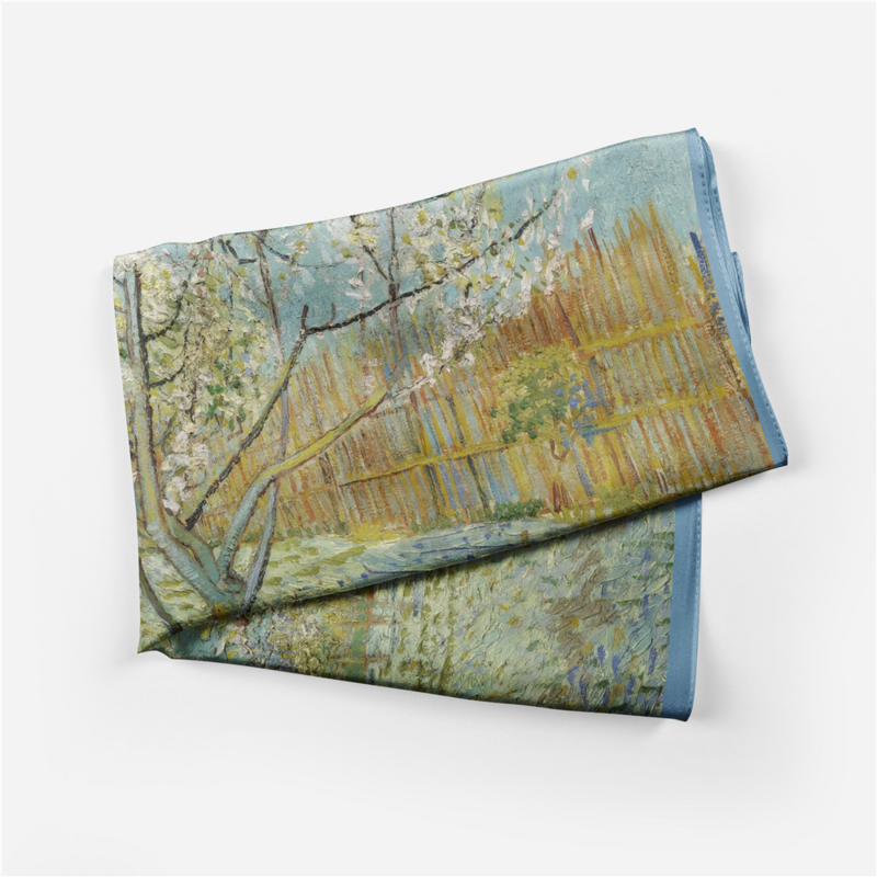 Bufanda de seda de sarga para mujer, pañuelo cuadrado con pintura de árbol, pequeño pañuelo de seda, diadema, 53CM