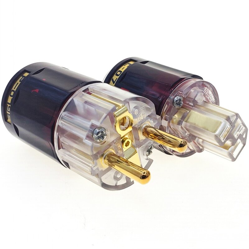 Oyaide-Conector de Audio hifi C-079, P-079e Schuko Europa, enchufe europeo de 24k chapado en oro IEC, hembra-macho, transparente