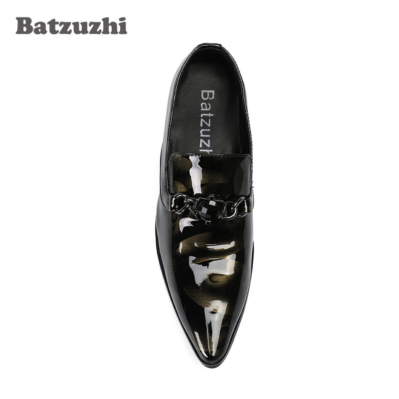 Batzuzhi Handmade Luxury Mens Ujung Lancip Sepatu Kulit Sepatu Pria Bisnis Formal untuk Pria Pesta dan Pernikahan
