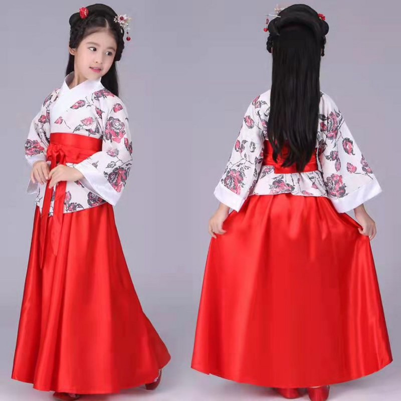 Kinderen Chinese Dames Kleding Vintage Kleding Han Stijl Jurk Meisje Karneval Nieuwe Jaar Hanfu Kid Volwassen Vrouwen Dancer Kostuum