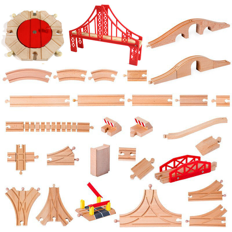 1 sztuk drewniane części toru buk drewniany pociąg tor wyścigowy pociąg kolejowy akcesoria do zabawek nadające się do utworów marki dla dzieci prezent