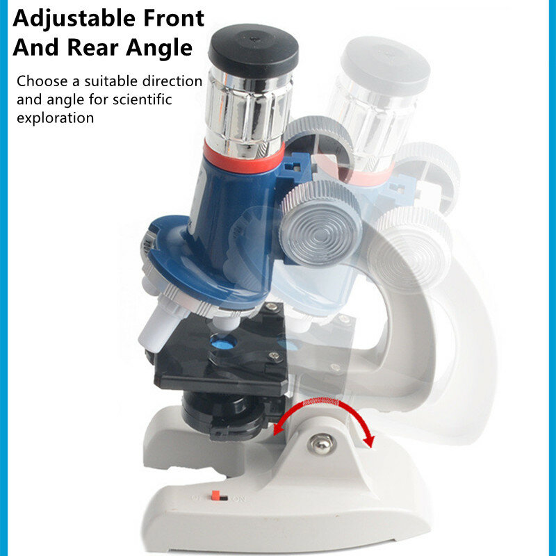 Ciência Educação Brinquedo Microscópio, Equipamento Experimental para Estudantes, Lentes Coloridas, Material de Liga, Pedagógico, STEM, 1200 vezes