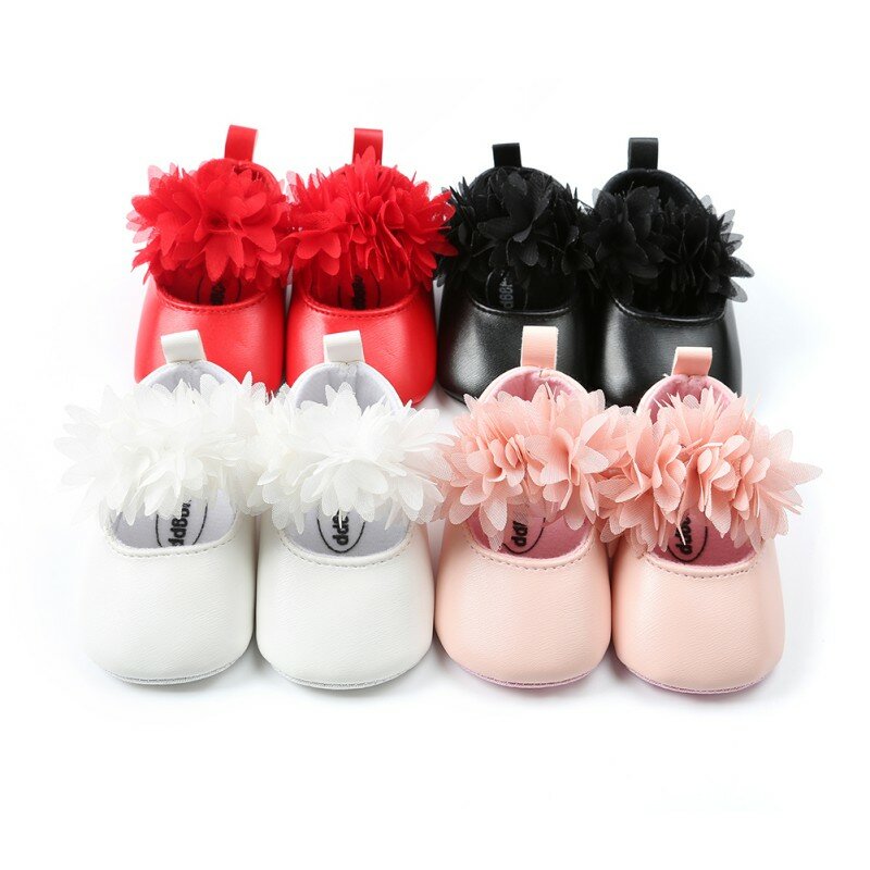 Bunga Bayi Sepatu PU Baru Lahir Fashion Musim Semi Bayi Perempuan Sepatu Bunga PU Pertama Walker 4 Warna Bayi Perempuan Sepatu 2018 baru