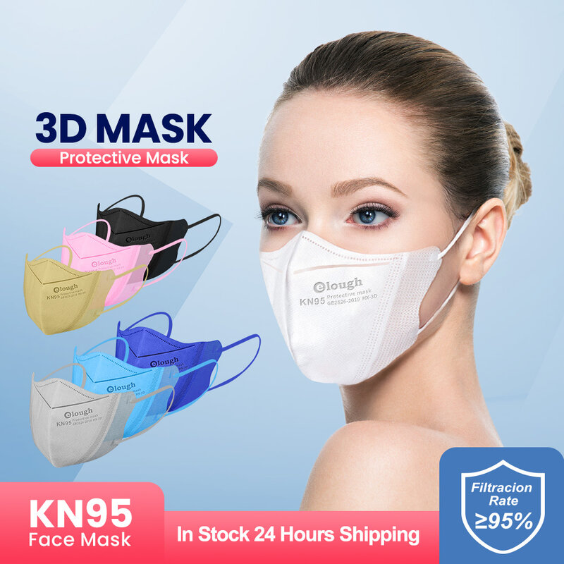 Elough 3D atemwege KN95 GESICHT MASKE 10-100 PCS ffp2 mascarillas fpp2 homologadas ffp2mask certificadas mascara farben ffp3