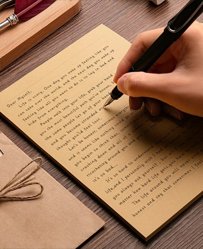 Papel Kraft clásico A4/B5/A5 para escribir letras, papelería romántica creativa, pequeña, fresca, estilo japonés, membrete, Nota de papel artesanal