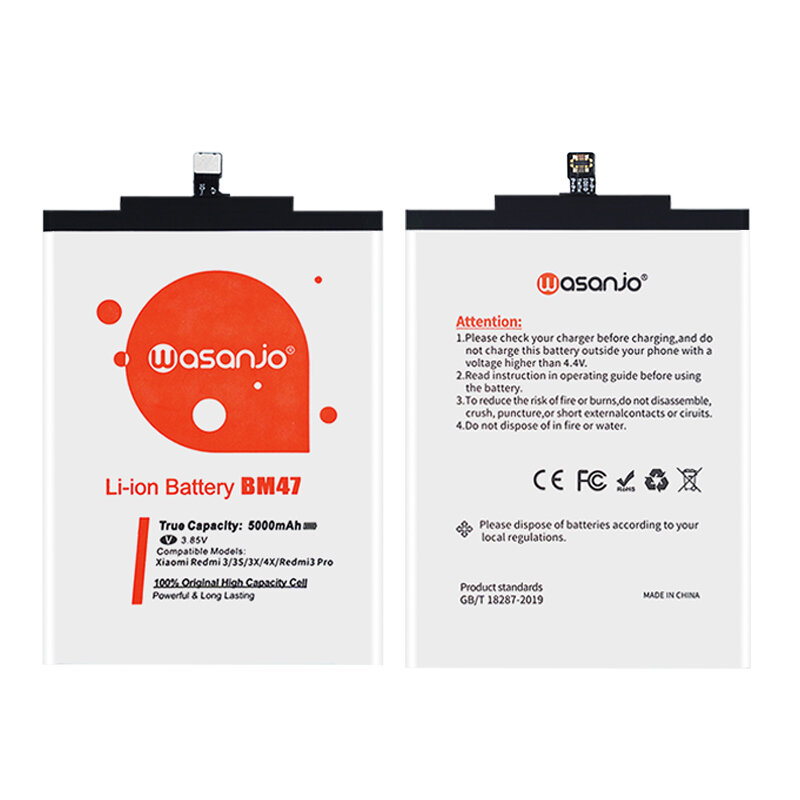 High Capacity Original BM47 5000mAh Replacement Battery For Xiaomi Redmi 3 3S 3X 4X Redmi3 Pro Redrice Authentic Phone Batteries