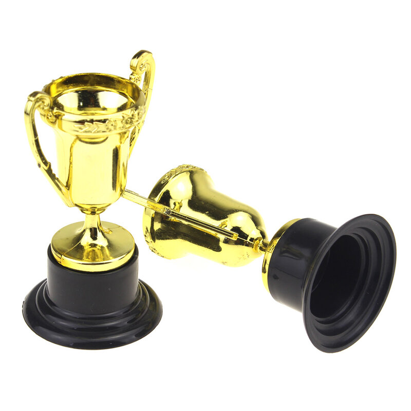 10PCS Plastic Trophy Awards Sport Competition Craft Souvenirs Gift Mini Gold Cups Trophies for Children Early Learning Prizes