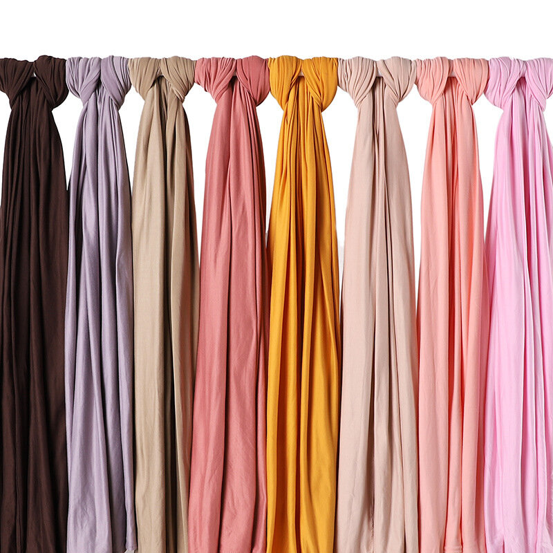 Hijabs longos elásticos muçulmanos para mulheres, xales com aro de boa costura, lenço islã de inverno, uso livre, novo, 75x175cm