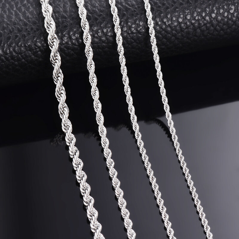 Collar de cadena de acero inoxidable para hombre y mujer, 1 pieza, ancho de 2mm/2,5mm/3mm/4mm/5mm/6mm
