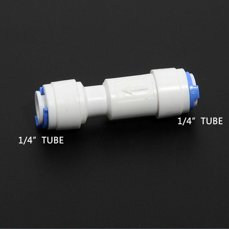 Tubo de válvula de retención blanca, Conector de tubo de junta recta de 1/4 MM, accesorios de purificador de agua de sistema de ósmosis inversa, 1/4-6,5 pulgadas