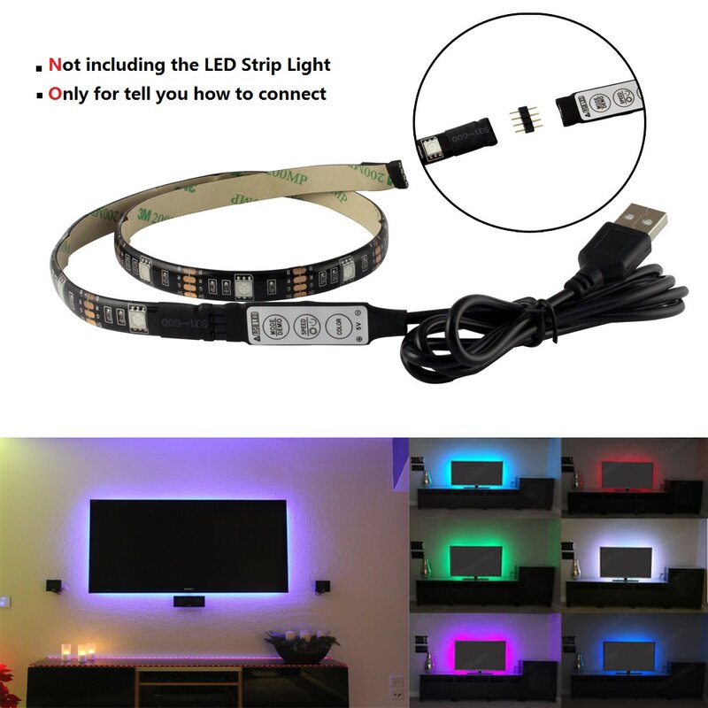 0.5M 1M RGB 5V USBสายเชื่อมต่อ4pin Line Dimmer 3ปุ่มสำหรับ5V 5050 2835 RGB LED Strip Ribbon TV Backlight Light