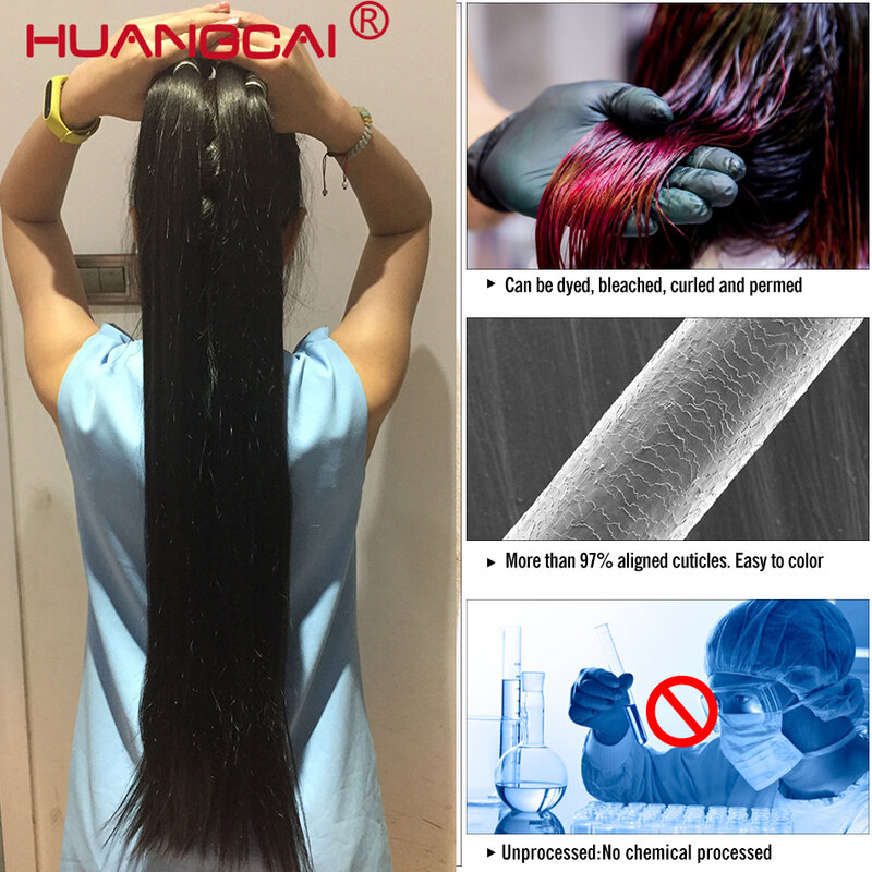 Bundel rambut lurus Brasil panjang-ekstensi rambut manusia alami, 10-40 inci, 1/3/4 tersedia